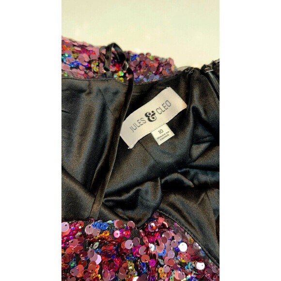 JULES AND CLEO Cowl Neck Allover Sequin Dress with Slit luxury formal size 10 - Picture 12 of 13